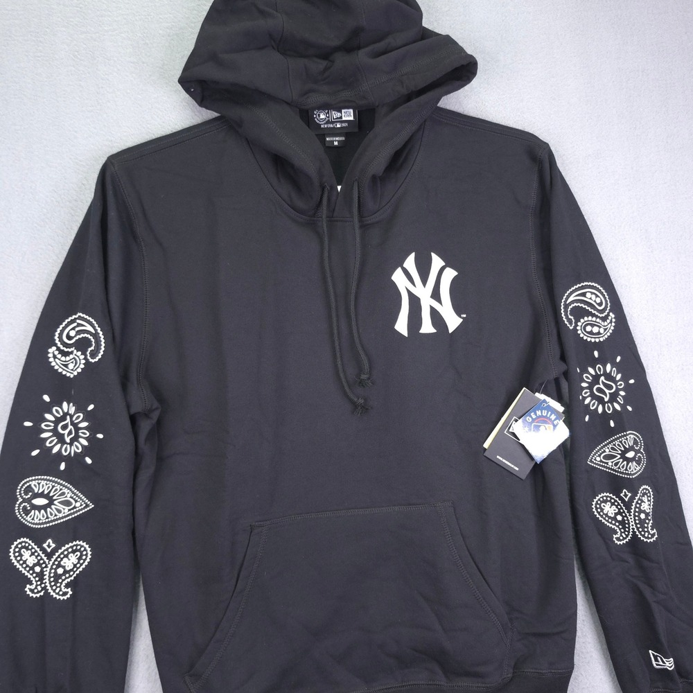 New Era New York Yankees Hoodie Paisley Bandana Sleeve Black Medium Cotton MLB
